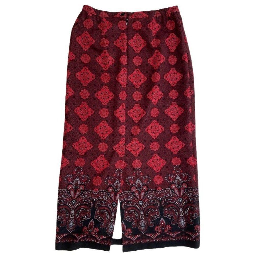 Notation Red Black Straight Skirt‎ Paisley  Walking Slit Small - Picture 5 of 7